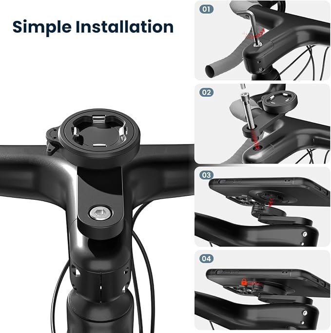 Bike Phone Mount - Mountain Bicycle Stem Phone Holder with Secure Dual-Lock, Stable Aluminium Cycling Clamp for MTB, Gravel, Road Bike, 1-Hand Quick Release for iPhone 17 Pro Max, 4-7.3inch Cell-Phone