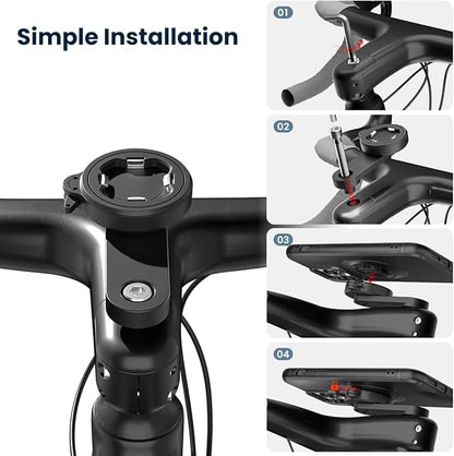 Bike Phone Mount - Mountain Bicycle Stem Phone Holder with Secure Dual-Lock, Stable Aluminium Cycling Clamp for MTB, Gravel, Road Bike, 1-Hand Quick Release for iPhone 17 Pro Max, 4-7.3inch Cell-Phone