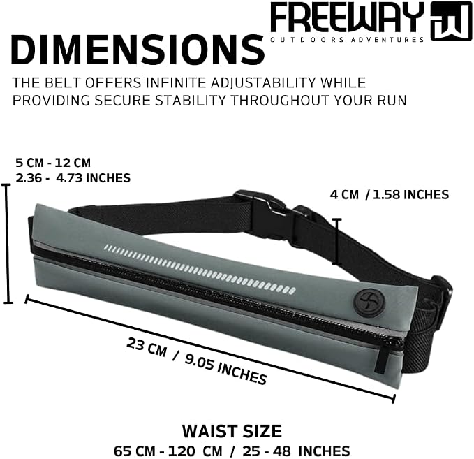 Lightweight Running Belt - Ergonomic Single or Double for Man and Woman - Perfect for running, training, sports (Single, Gray) designed for carrying Phone, Keys & Essentials - For All Cell Phones