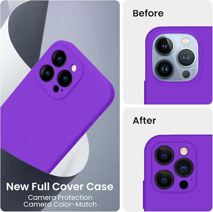 FireNova Designed for iPhone 13 Pro Case, Silicone Upgraded [Camera Protection] Phone Case, Soft Anti-Scratch Microfiber Lining Inside, 6.1 inch, Neon Purple