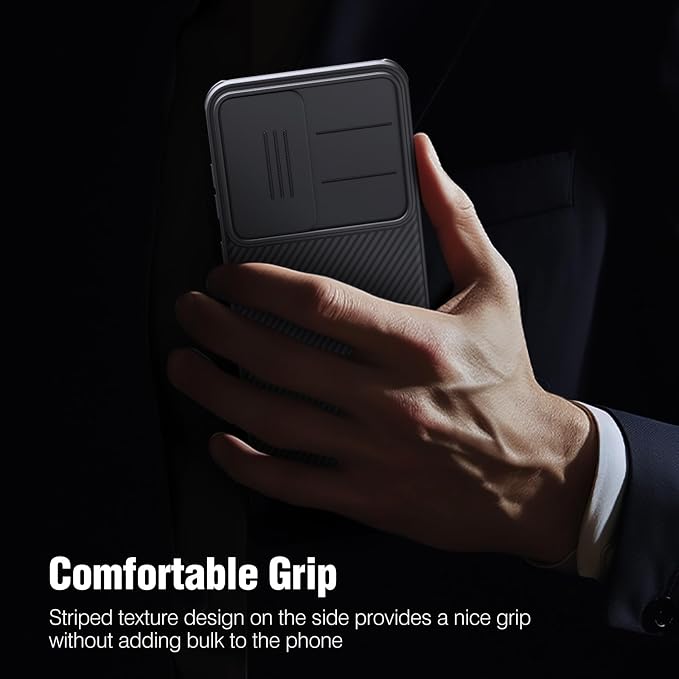 Nillkin for Samsung Galaxy S25 Plus Case with Camera Cover, [Lens Protection] Mil-Grade Shockproof Protective Bumper Hard Cover Slim Phone Case for Galaxy S25 Plus Cases 6.7'' Black