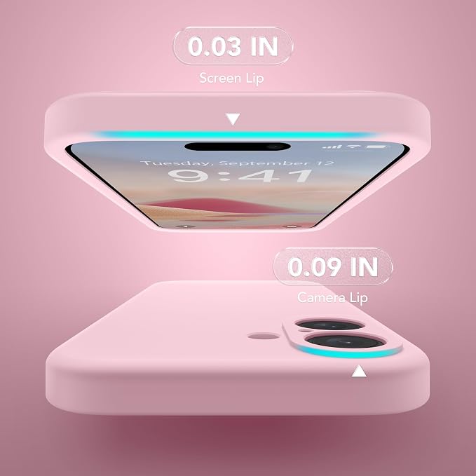 Magnetic for iPhone 16 Plus Case, Compatible with MagSafe, [Full Camera Protection][Screen Protector] Silicone Shockproof Protective Phone Case for iPhone 16 Plus 6.7", Chalk Pink