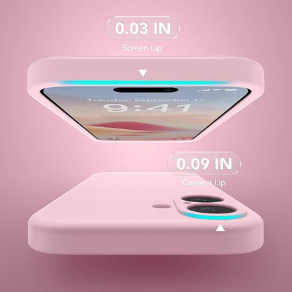 Magnetic for iPhone 16 Plus Case, Compatible with MagSafe, [Full Camera Protection][Screen Protector] Silicone Shockproof Protective Phone Case for iPhone 16 Plus 6.7", Chalk Pink
