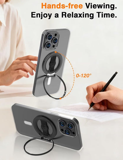 Airloop Pro for MagSafe Phone Grip Stand with Finger Strap - [Upgrade Secure Hinge] 360° Rotation Removable Magnetic Ring Holder Kickstand Loop for iPhone 17, 16, 15, 14, 13, 12 Series