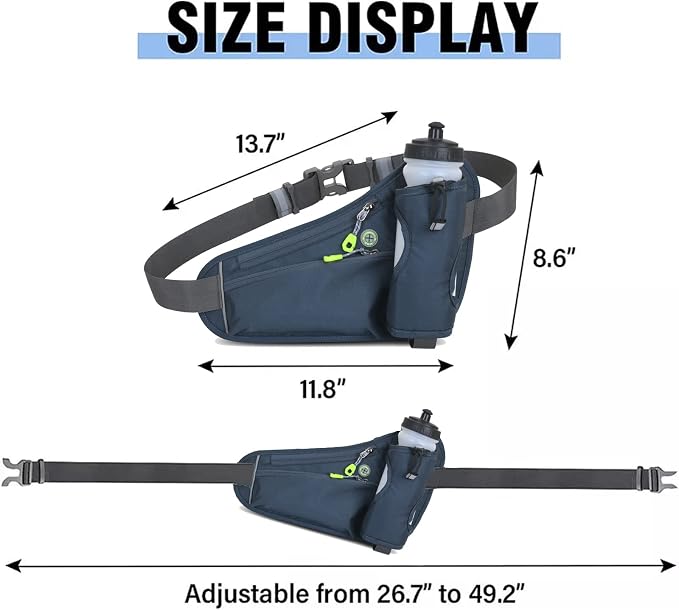 HOTEMIA Fanny Pack with Water Bottle Holder, Hydration Running Belt for Men Women Adjustable Strap Waist Bag Suitable for Hiking Running Walking Jogging Camping (Bottle Not Included) (Dark Grey)