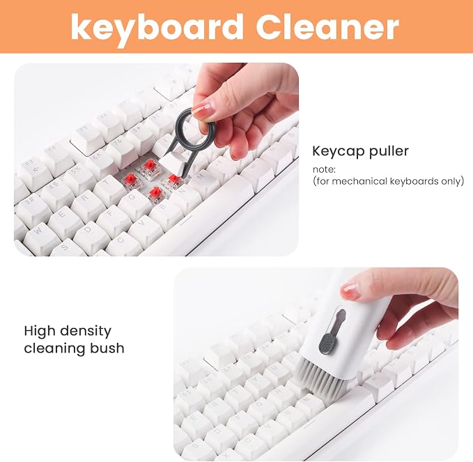7 in 1 Electronic Cleaner kit, Cleaning Kit for Monitor Keyboard Airpods MacBook iPad iPhone iPod, Screen Dust Brush Including Soft Sweep, Swipe, Airpod Cleaner Pen, Key Puller and Spray Bottle