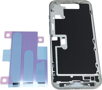 TheCoolCube Middle Frame Housing Cover Case with Power & Volume Button & Battery Adhesive Replacement Compatible with iPhone 16 Pro Max 6.9 Inches (US Version) (White)