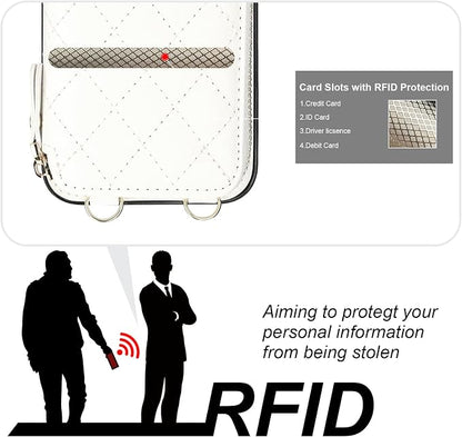 Bocasal Crossbody Wallet Case for iPhone 17e/16e, RFID Blocking PU Leather Zipper Handbag Purse Flip Cover, Kickstand Folio Case with Card Slots Holder Wrist Strap Lanyard 6.1 Inch 5G (White)