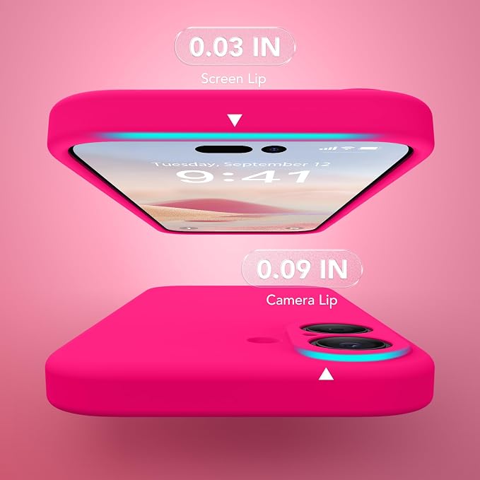 Magnetic for iPhone 16 Case, Compatible with MagSafe, [Screen Protector + Full Camera Protection], Silicone Shockproof Anti-Scratch Protective Phone Case for iPhone 16 6.1", Hot Pink