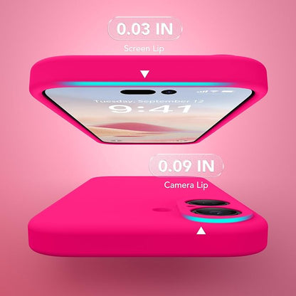 Magnetic for iPhone 16 Case, Compatible with MagSafe, [Screen Protector + Full Camera Protection], Silicone Shockproof Anti-Scratch Protective Phone Case for iPhone 16 6.1", Hot Pink