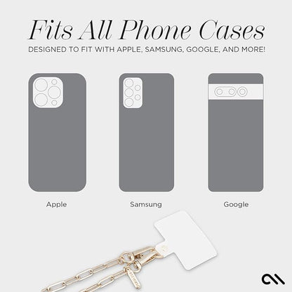 Case-Mate Crossbody Phone Lanyard / Chain [Works with All Phones] Hands-Free Strap - Cell Phone Charm - Neck Chain Holder for iPhone 17 Pro Max / 16 Pro Max/ 15 Pro Max / 14 / 13 /12/ S26 Ultra - Gold