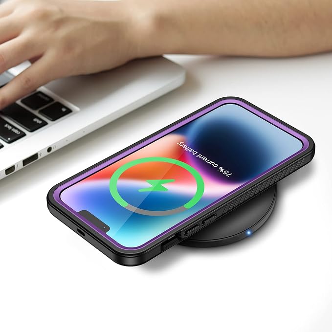 Lanhiem for iPhone 14 Case, IP68 Waterproof Dustproof Shockproof 14 Case with Built-in Screen Protector, Full Body Sealed Protective Front and Back Cover for iPhone 14, 6.1 inch (Purple)