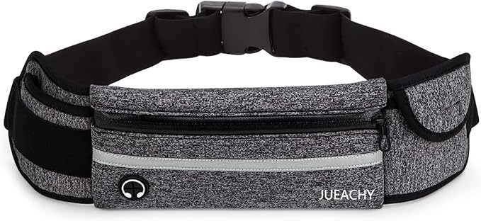 Jueachy Running Belts for Women Waterproof Fanny Pack Running Waist Pouch Phone holder Adjustable Sports Money Belt with Headphone Port
