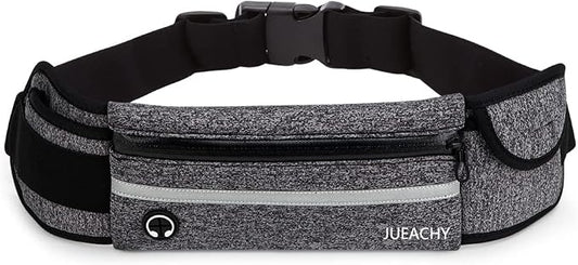 Jueachy Running Belts for Women Waterproof Fanny Pack Running Waist Pouch Phone holder Adjustable Sports Money Belt with Headphone Port
