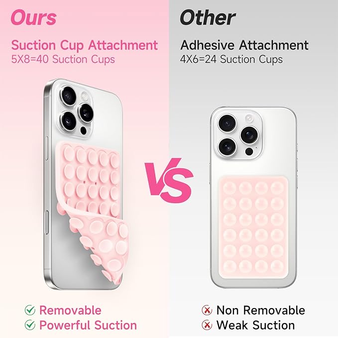 Silicone Suction Cup Phone Case Mount Double Sided, Phone Accessories Hands-Free Strong Grip Holder for Selfies and Videos (Black Glitter)