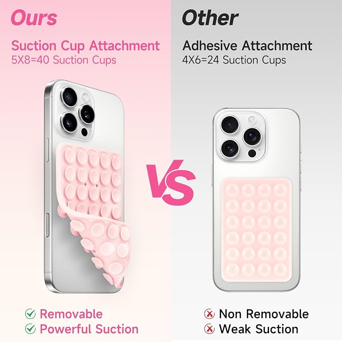 Silicone Suction Cup Phone Case Mount Double Sided, Phone Accessories Hands-Free Strong Grip Holder for Selfies and Videos (Reddish Brown Glitter)