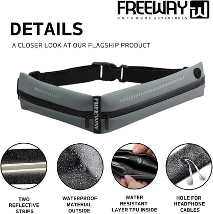 Lightweight Running Belt - for Man and Woman Running Phone Holder, Waist Pack for Workout, Money Belt, Running Gear Accessories (Double, Gray) designed for carrying Phone, Keys & Essentials