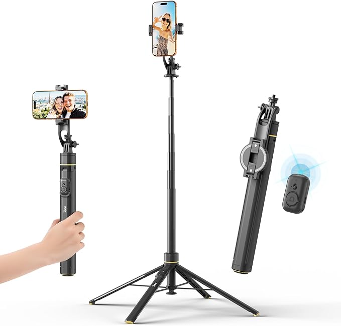 Acer Gadget Magnetic Tripod for iPhone – 70.8” Magnetic Phone Tripod with Auto Open Magnetic Phone Mount Bluetooth Remote Adjustable Height for Vlogging YouTube TikTok Video Recording