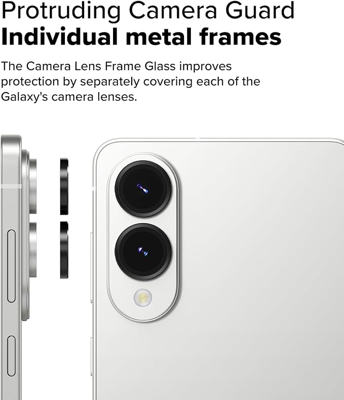 Ringke Camera Lens Frame Glass [Individual Lens Covers] Compatible with Samsung Galaxy S25 Edge Camera Lens Protector, Tempered Glass Covers and Aluminum Alloy Frames
