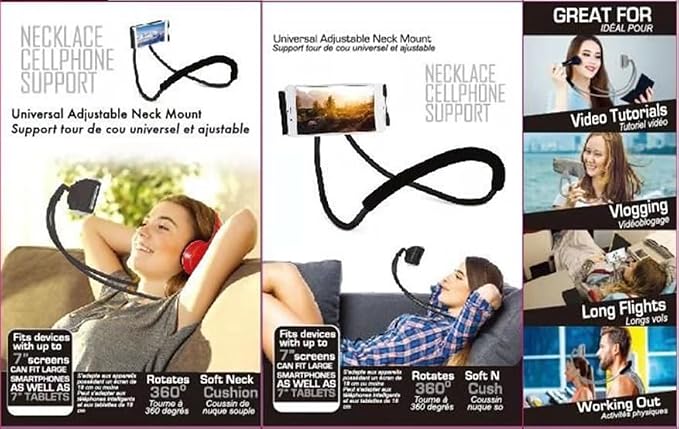 Lazy Neck Phone Holder, Around The Neck Phone Holder for Hands-Free Mobile Phone Holder on Bed/Tableb, 27.6'' Length for 4.7''-6.7'' Size (Blue)