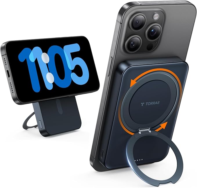 TORRAS Ostand 10,000mAh QI2 Magnetic Battery Pack with Stand & Magnetic Case — Buy Together to Save 15%