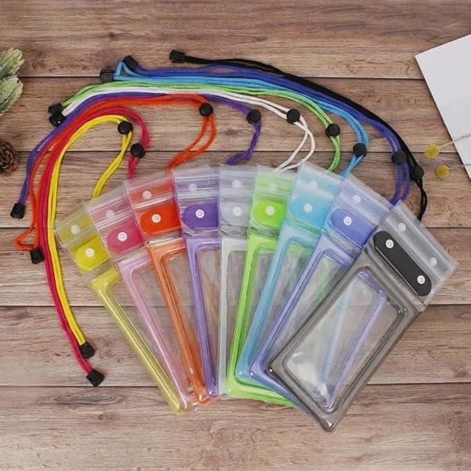 Floating Waterproof Phone Case Full View Swimming Bag Transparent Dry Cover for Underwater Snow Rainforest Use(Orange)