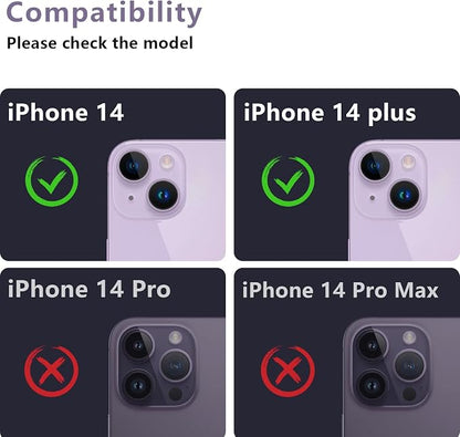 AFARER Lens Cover for iPhone 14/14 Plus [Strong Adsorption][Scratch-Resistant][Easy Installation],Aluminum Tempered Glass Camera Protector,Black Titanium (1 PCS)