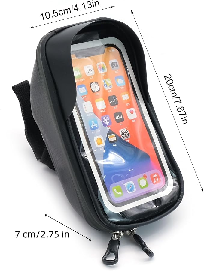 Bike Phone Holder, Bicycle Front Frame Handlebar Bag EVA Hard Shell Waterproof Bike Accessories with Touch-Screen and Rain Cover for Phones under 6.9''