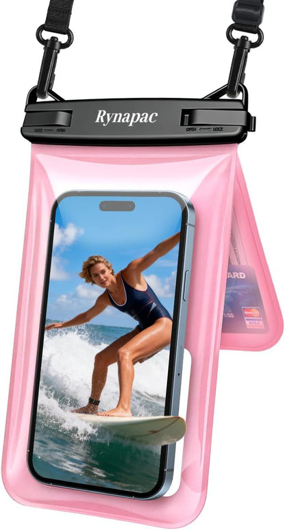 Rynapac IPX8 Waterproof Phone Pouch Floating, [Up to 8.5''] Double Space Waterproof Phone Case with Lanyard for iPhone 17 16 15 Pro Max, Cell Phone Dry Bag for Beach Travel Cruise Ship Essentials