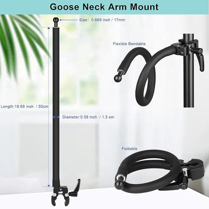 Magnetic Gooseneck Phone Holder for Treadmill/Spin Bike/Mic Stand/Music Stand,19.7" Long Gooseneck Arm Super Crab Clamp iPhone Mount,Compatible with iPhone 12/13/14/15/16/17 Android Cellphone