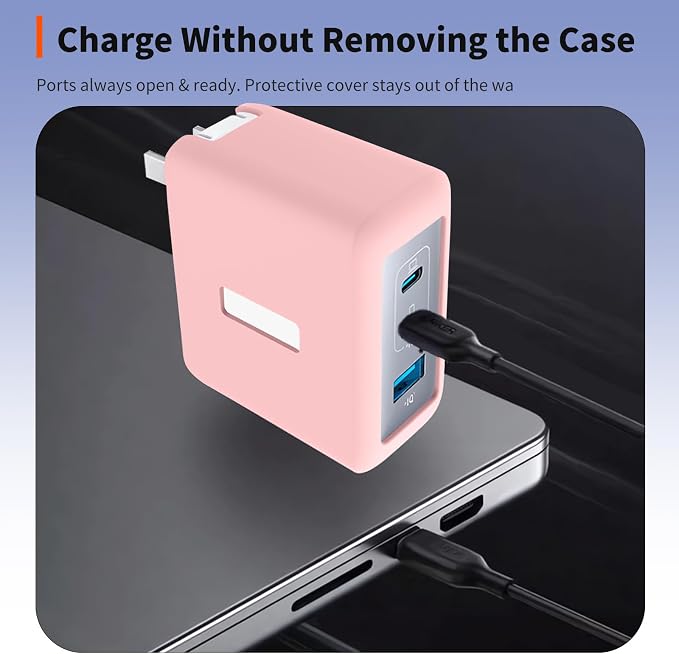 Case for Anker Nano 100W USB-C Charger – Soft Silicone Protective Cover for Dynamic Charger,Shockproof Dustproof Charging Block Protector Sleeve[Pink]