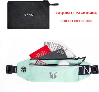 Slim Running Belt Fanny Pack for Women Men, phone holder for running Pouch, Waist belt for Workout, Marathon Jogging Running Gear Accessories [Fits ALL Phones] ﻿ (GREEN)