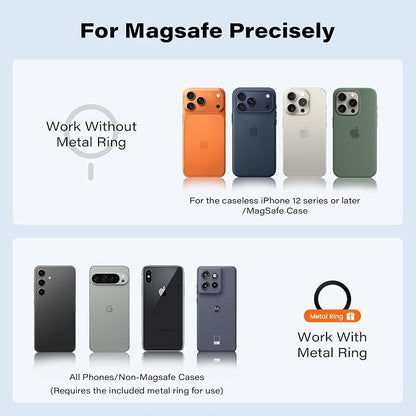 APPS2Car for MagSafe Car Mount, Magnetic Phone Holder for Car with Suction Cup, 17 Strong Magnets & Adjustable Arm, Dashboard & Windshield Phone Mount Compatible with MagSafe Case iPhone 12–17 Series