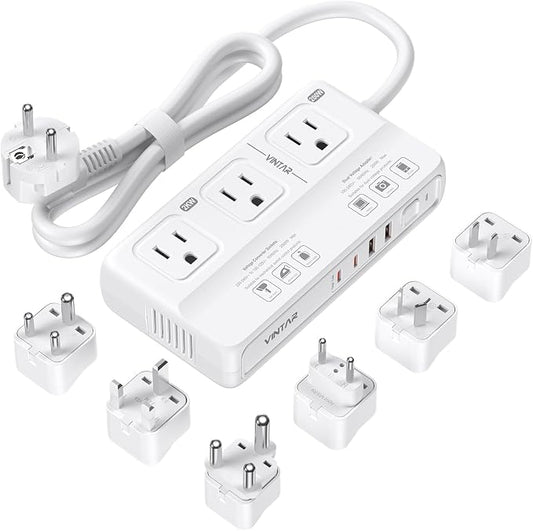 220V to 110V Voltage Converter, VINTAR 2000W Universal Travel Adapter Voltage Converter US to Europe, International Step Down Transformer Power Converters Adapter Combo for EU UK JP AU in SA