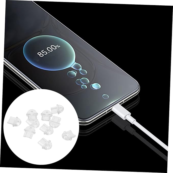 Housoutil 40pcs Plugs for Phone Charging Ports Transparent Stoppers Compatible with Android Devices Easy to Install and for USB Ports