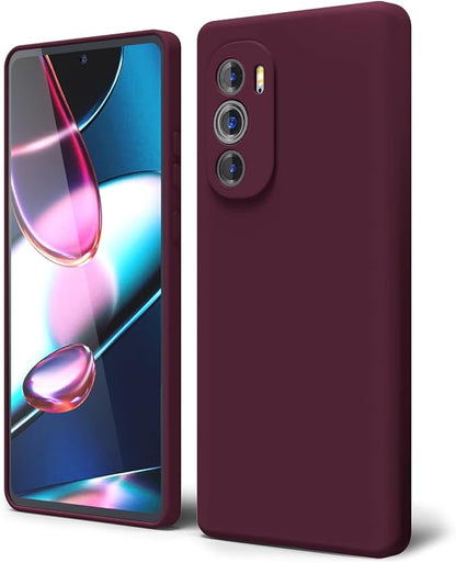 Oakxco for Moto Edge Plus 2022/Edge Plus 5G UW 2022 Phone Case Liquid Silicone, Thin Slim Soft Rubber TPU Plain Smooth Gel Cover for Women Girl, Matte Solid Protective & Shockproof, Burgundy Plum Wine