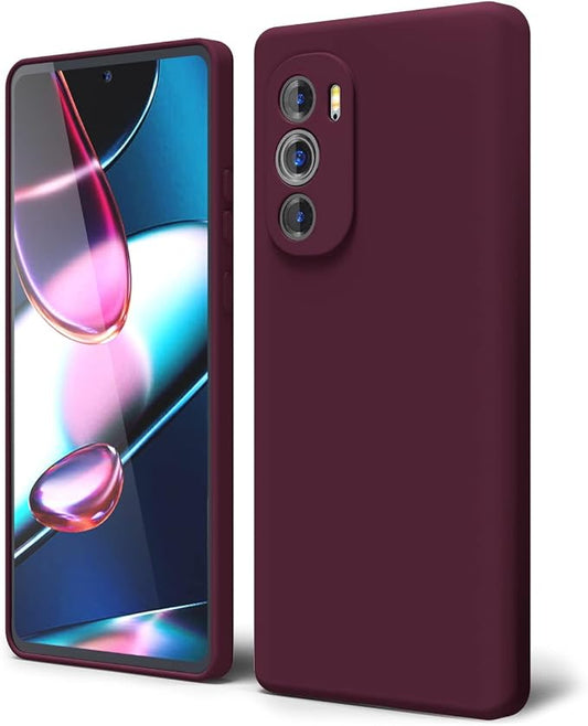 Oakxco for Moto Edge Plus 2022/Edge Plus 5G UW 2022 Phone Case Liquid Silicone, Thin Slim Soft Rubber TPU Plain Smooth Gel Cover for Women Girl, Matte Solid Protective & Shockproof, Burgundy Plum Wine