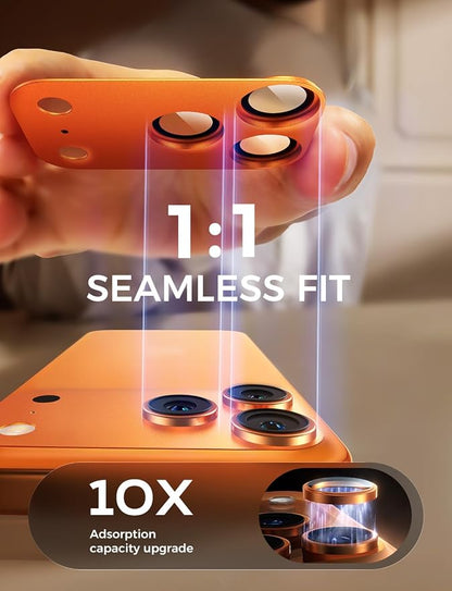 MAGIC JOHN 2 Pack Camera Lens Protector for iPhone 17 Pro Max, Full Coverage, Metal Aluminum Alloy Camera Lens Film, HD Clear, Scratch Resistant, Case-Friendly, Orange