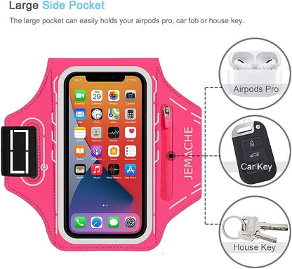 Armband for iPhone Pro Max 17 16 15 14 13 12 Plus/AIR with Airpods Holder, Gym Workouts Running Phone Arm Band (Rosy)
