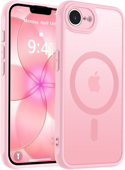 MOCCA Strong Magnetic for iPhone 17e Case/iPhone 16e Case [Compatible with Magsafe] [Full Camera Protection] Slim Translucent Matte Shockproof Phone Case for iPhone 17e / 16e 6.1", Pink