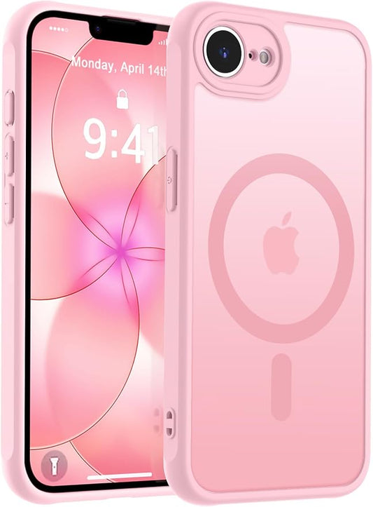 MOCCA Strong Magnetic for iPhone 17e Case/iPhone 16e Case [Compatible with Magsafe] [Full Camera Protection] Slim Translucent Matte Shockproof Phone Case for iPhone 17e / 16e 6.1", Pink