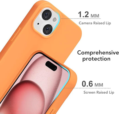 for iPhone 15 Case Silicone Compatible with Magsafe Case, Ultra Slim Thin Magnetic Phone Cases Mag Safe, Cute Soft Rubber Gel TPU Matte Plain Wireless Charging Cover for Women, Neon Orange