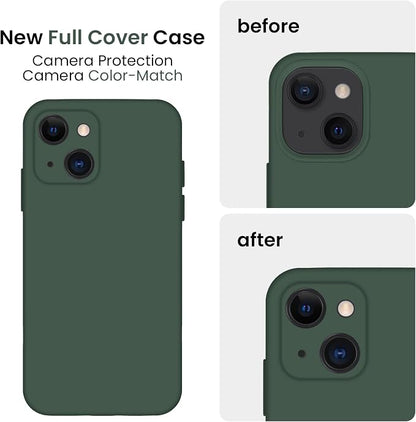 FireNova Designed for iPhone 13 Case, Silicone Upgraded [Camera Protection] Phone Case, Soft Anti-Scratch Microfiber Lining Inside, 6.1 inch, Alpine Green