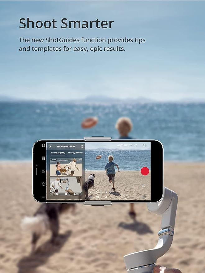 DJI OM 5 Smartphone Gimbal Stabilizer, 3-Axis Phone Gimbal, Built-In Extension Rod, Portable and Foldable, Android and iPhone Gimbal with ShotGuides, Vlogging Stabilizer, YouTube TikTok Video, Gray