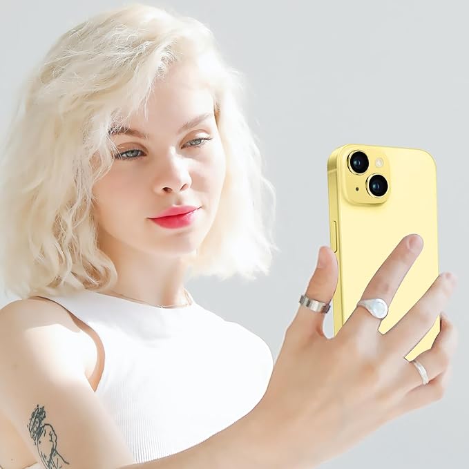 Compatible with iPhone 14 and iPhone 14 Plus Camera Lens Protector, Anti-Scratch Tempered Glass Camera Screen Protector Shockproof Full Protective Camera Cover Case Friendly Lens Cover-Yellow
