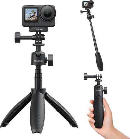 TELESIN 18.1'' Mini Selfie Stick Tripod for DJI OSMO Nano Action 6 5 4,GoPro Hero 13 12,Insta360 X5 X4,Xtra Edge Camera Accessories,360°Adjustable Monopod,Vlog Extended Handle Grip,Magnetic Base Stand