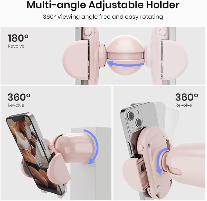 MiiKARE Gym Phone Holder - Magnetic, 360 Rotating, Home & Workout Essentials - Pink