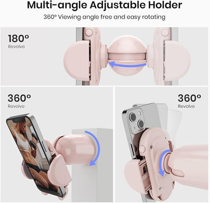 MiiKARE Gym Phone Holder - Magnetic, 360 Rotating, Home & Workout Essentials - Pink