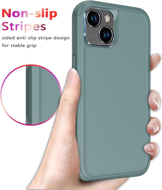 Diverbox for iPhone 14 Case [Shockproof] [Dropproof] [Tempered Glass Screen + Camera Lens Protector],Heavy Duty Protection Phone Case Cover for Apple iPhone 14 (Pine Green)