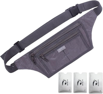 Naoki Outdoor Sports Running Jogging Cycling Hiking Camping Climbing Travel Ultra-thin Waterproof Polyester Waist Pack/Bag Runner Belt(Gray)